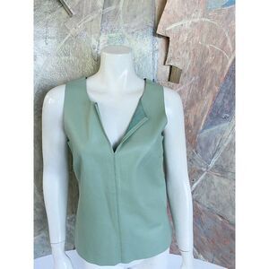 PJK Patterson J. Kincaid Top Lamb Leather Sage J Sleeveless Green Blouse Small